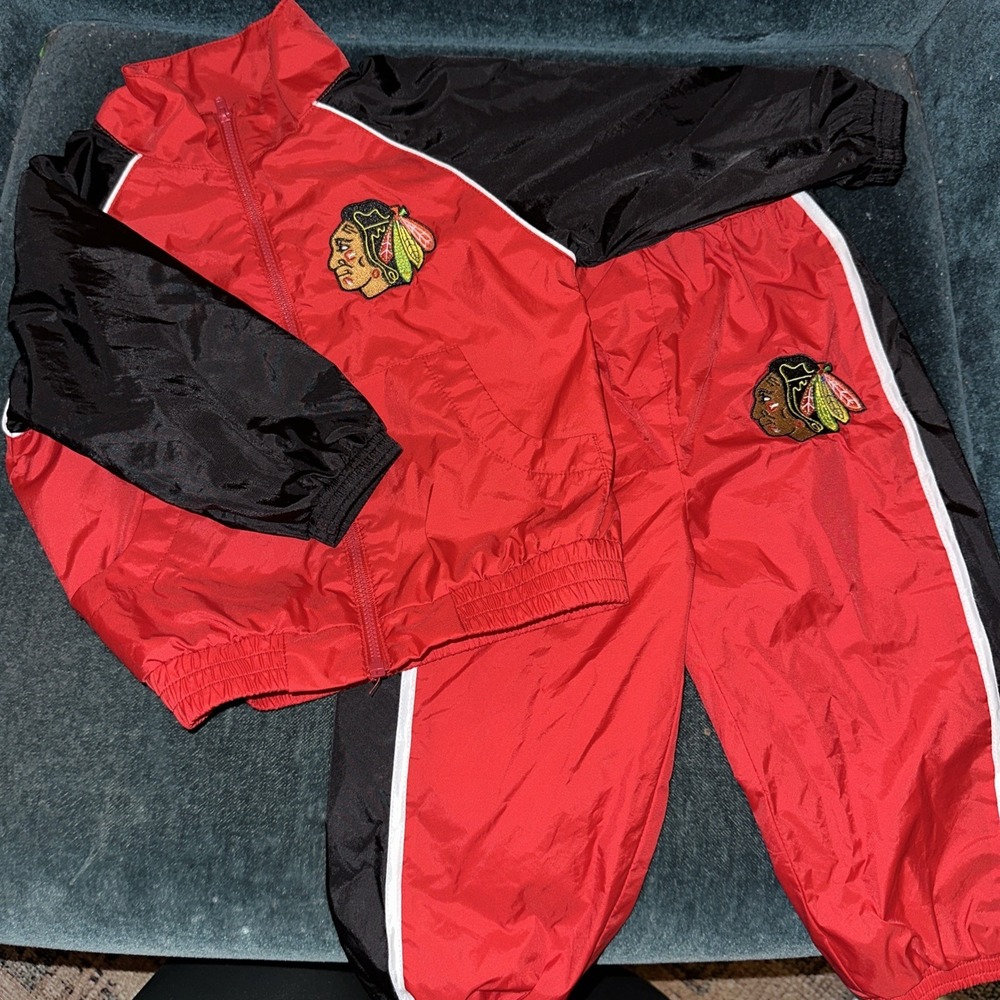 NHL Chicago Blackhawks Vintage Kid Athlete Tracksuit Sz 12months Pants& Jacket